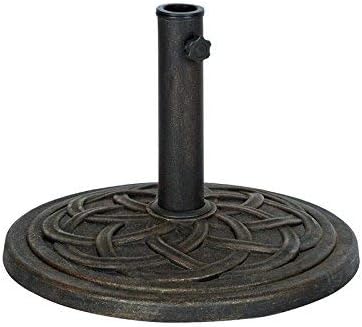 UBP18181-BR 18-Inch Cast Stone Umbrella Base, Made from Rust Free Composite Materials, Bronze Powder Coated Finish