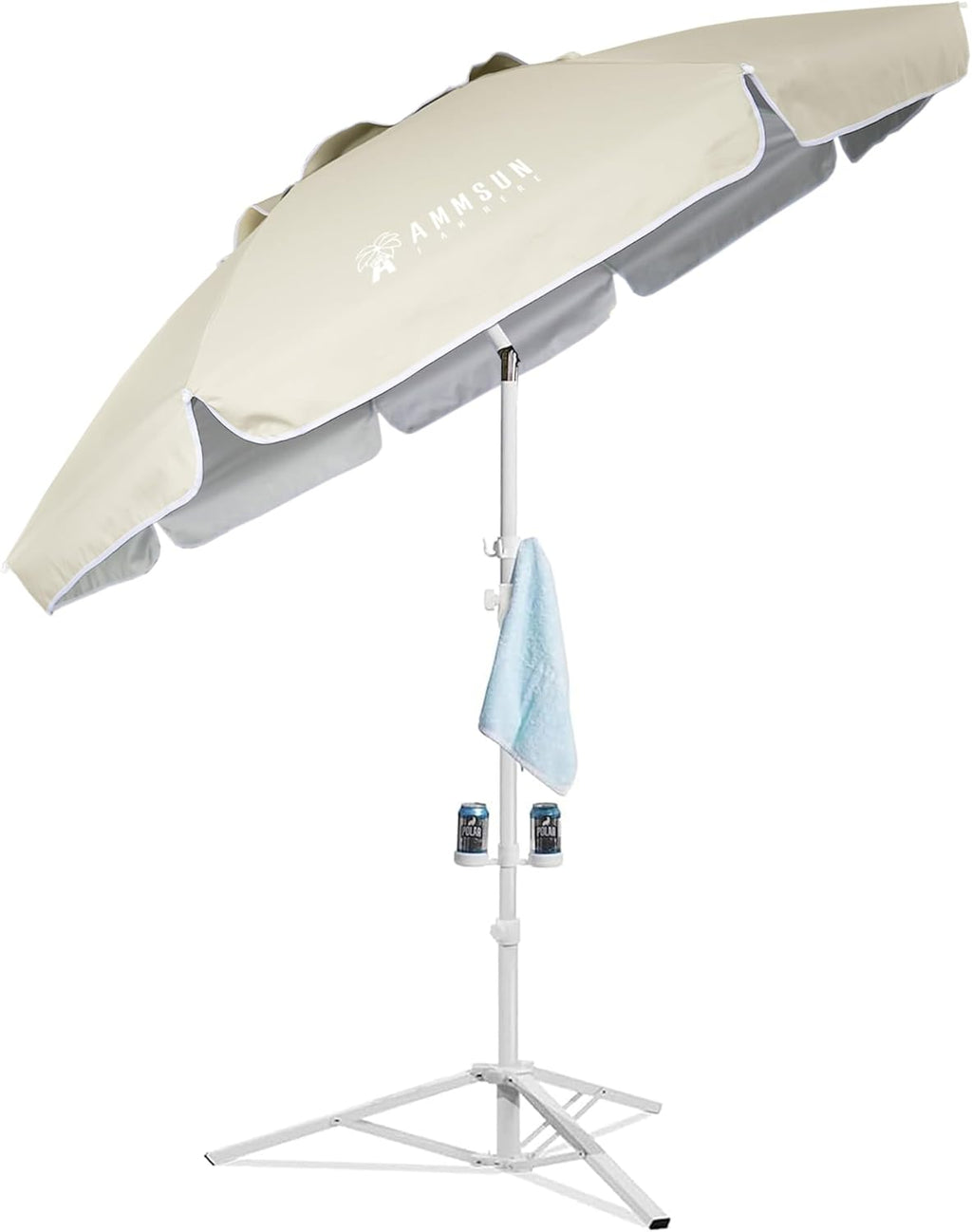 AMMSUN Shade Umbrella, Premium Portable Umbrella with Stand, 6.5ft Lightweight Free Standing Canopy for Sporting Games, Adjustable Instant Sun Protection and Easy to Carry, Blue