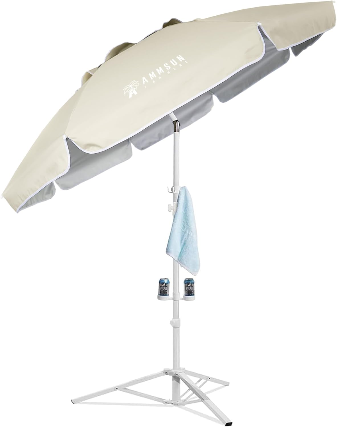 AMMSUN Shade Umbrella, Premium Portable Umbrella with Stand, 6.5ft Lightweight Free Standing Canopy for Sporting Games, Adjustable Instant Sun Protection and Easy to Carry, Blue