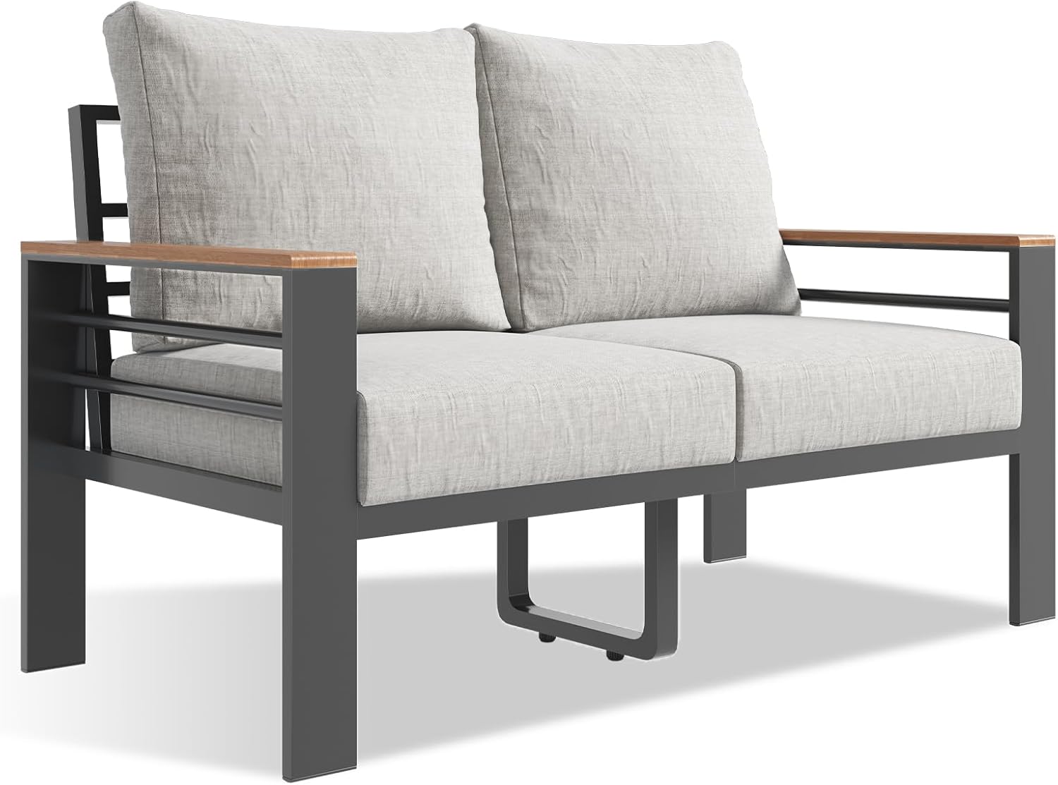 Aoxun Aluminum Patio Furniture Set 5 Seats, Oversized Outdoor Sectional with Washable Thick Cushions, Coffee Table, Patio Conversation Sets for Porch, Balcony, Deck