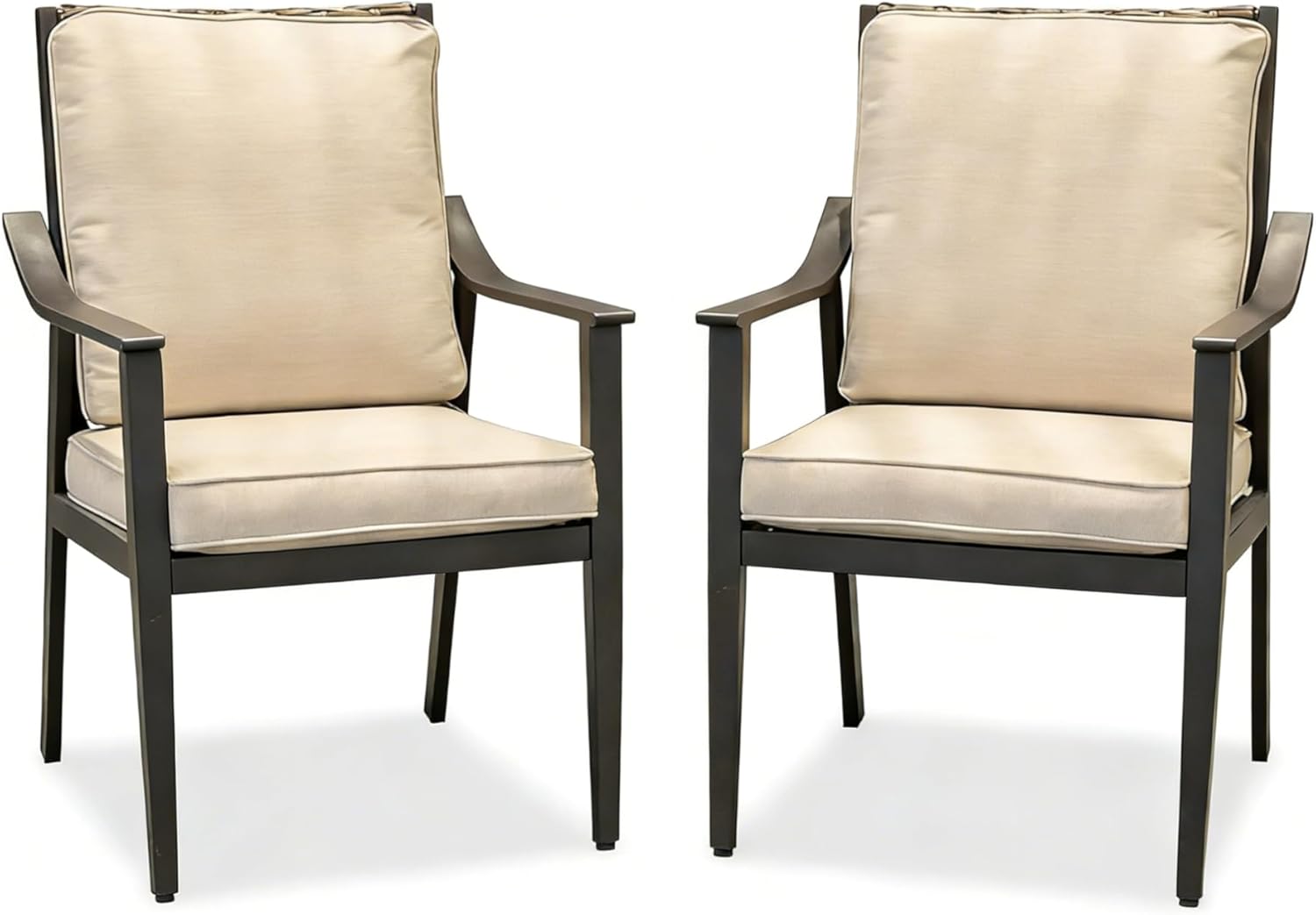 PURPLE LEAF Outdoor Dining Chairs Set of 4 All-Weather PE Rattan Patio Dining Chairs with Heavy-Duty Iron Frame and Thick Cushion Outdoor Patio Chair for Lawn Garden Backyard Deck