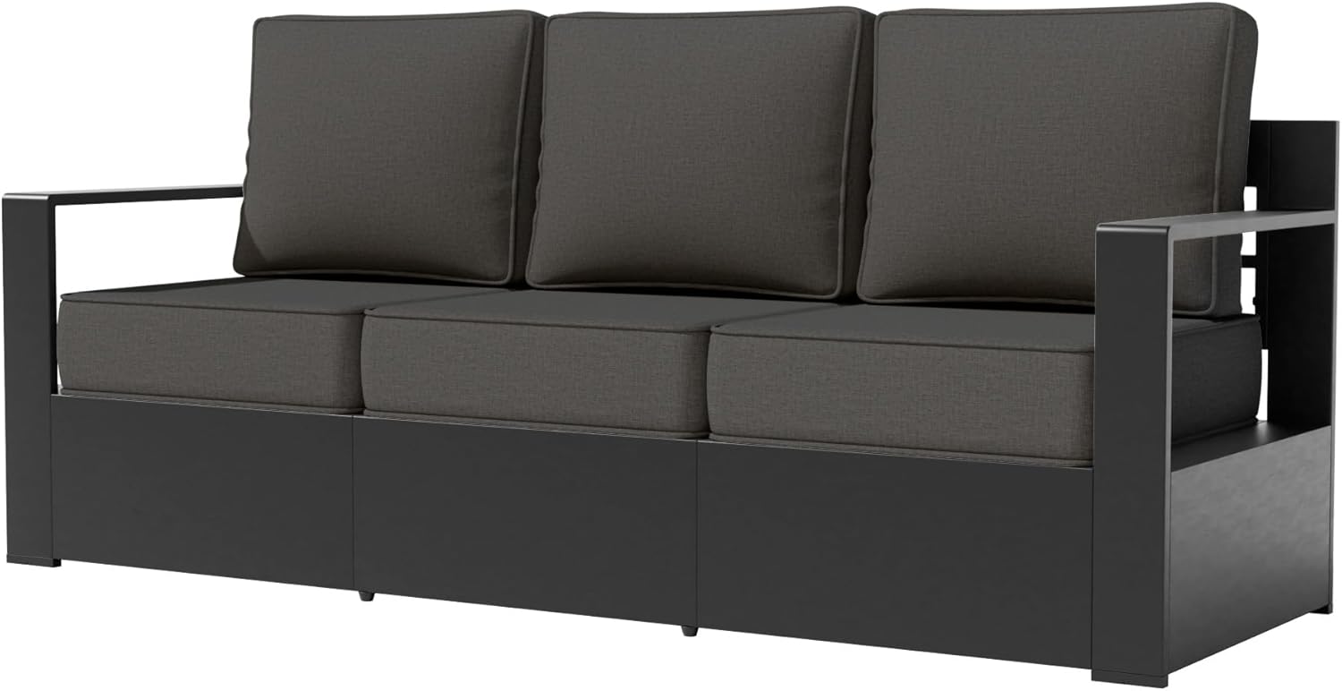 Aluminum Patio Chair - Outdoor Chair with 6" Thick Water-Resistant Cushions, All-Weather Use Frame, Removable Cover, Ideal for Garden, Poolside