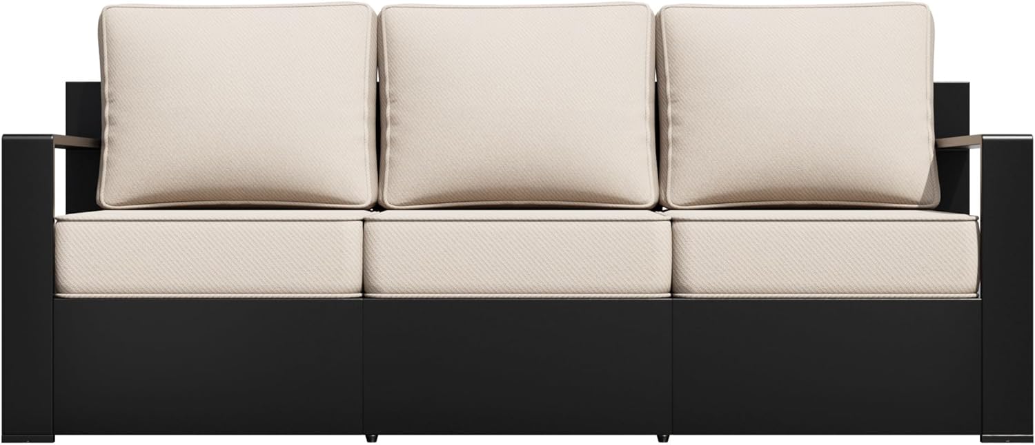 Outdoor Patio Furniture Aluminum Patio Chairs, All-Weather Metal Outdoor Chair with 6 Inch Thick Cushions, Deep Setting for Garden, Outside and Porch, Beige