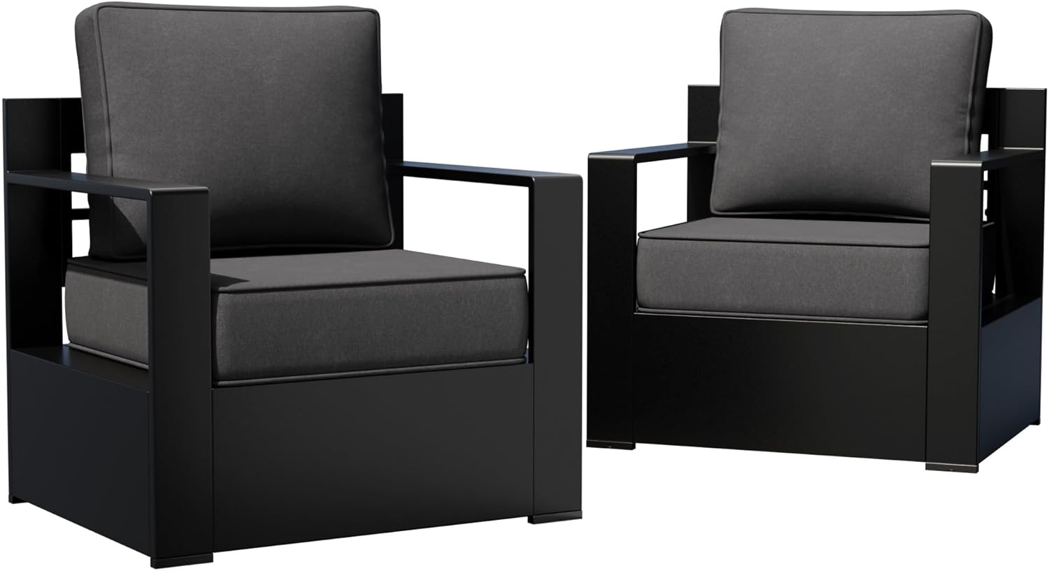 Outdoor Patio Furniture Aluminum Patio Chairs, All-Weather Metal Outdoor Chair with 6 Inch Thick Cushions, Deep Setting for Garden, Outside and Porch, Beige