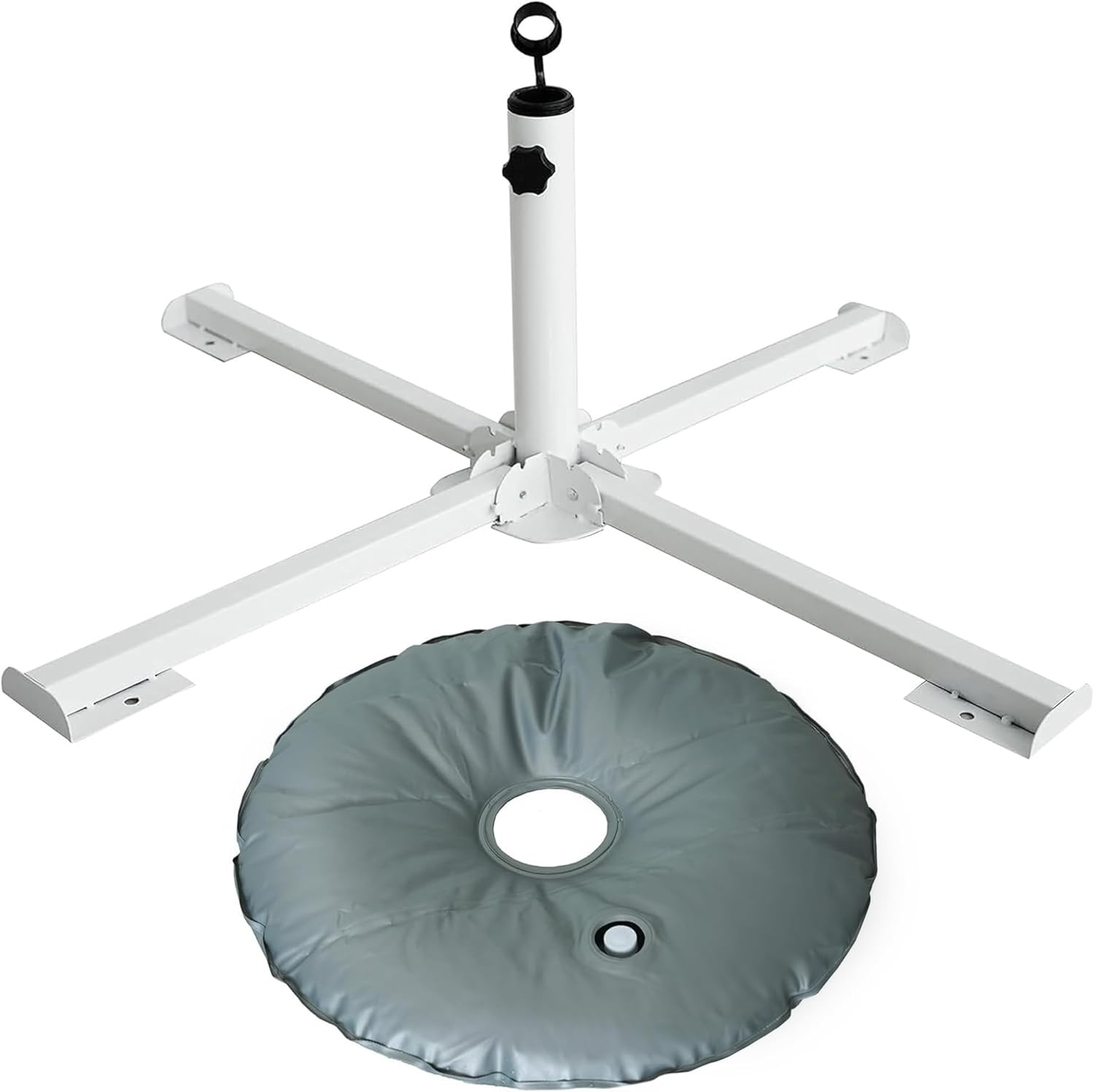 AMMSUN Foldable Portable Beach Umbrella Stand-Portable Patio Umbrella Base Holder,Outdoor Sunshade Anchor,with Weight Bag,Rust Free Tempered Iron Umbrella Stand for Courtyard,Garden,Beach,Grass