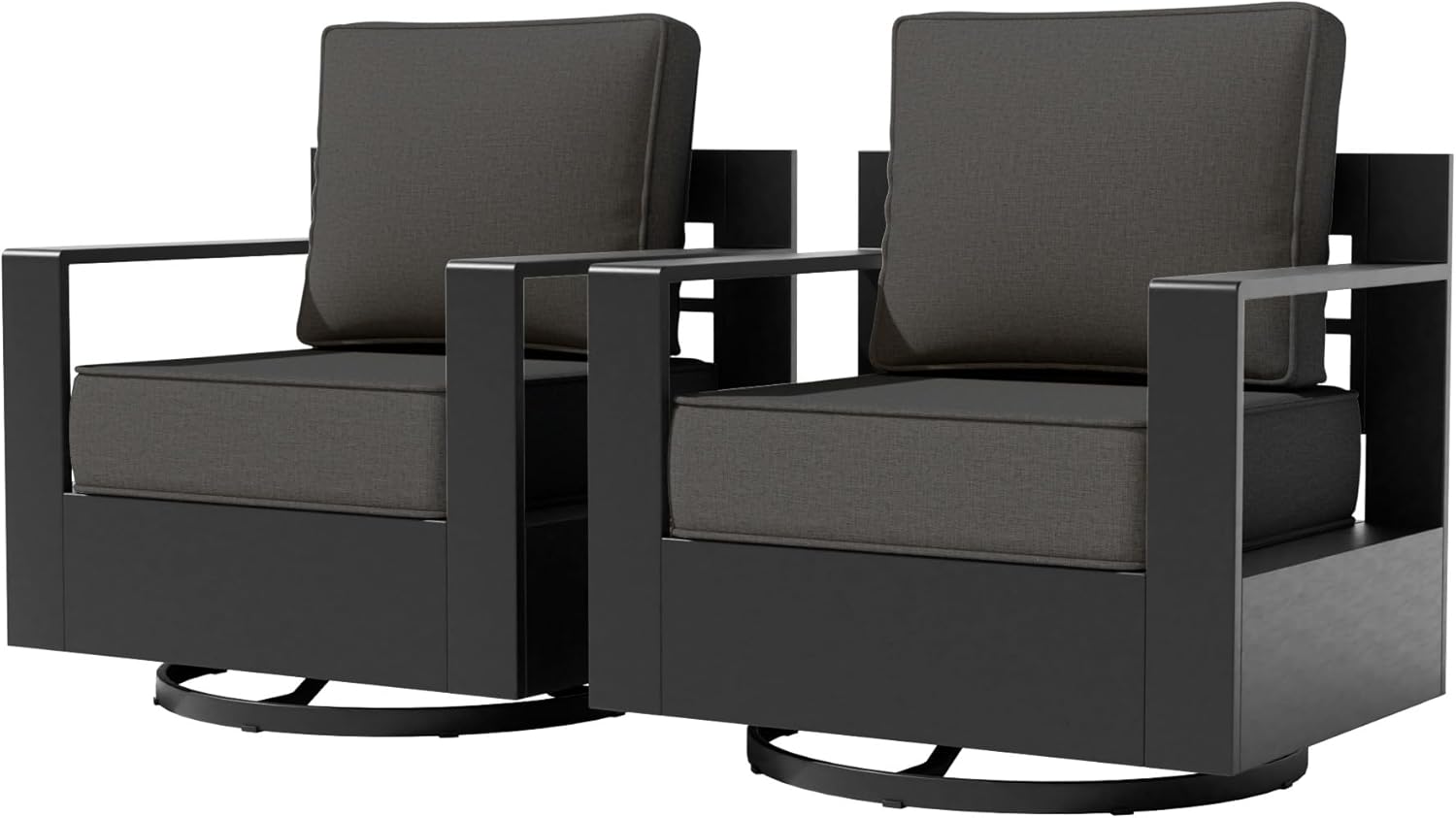 Aluminum Patio Chair - Outdoor Chair with 6" Thick Water-Resistant Cushions, All-Weather Use Frame, Removable Cover, Ideal for Garden, Poolside