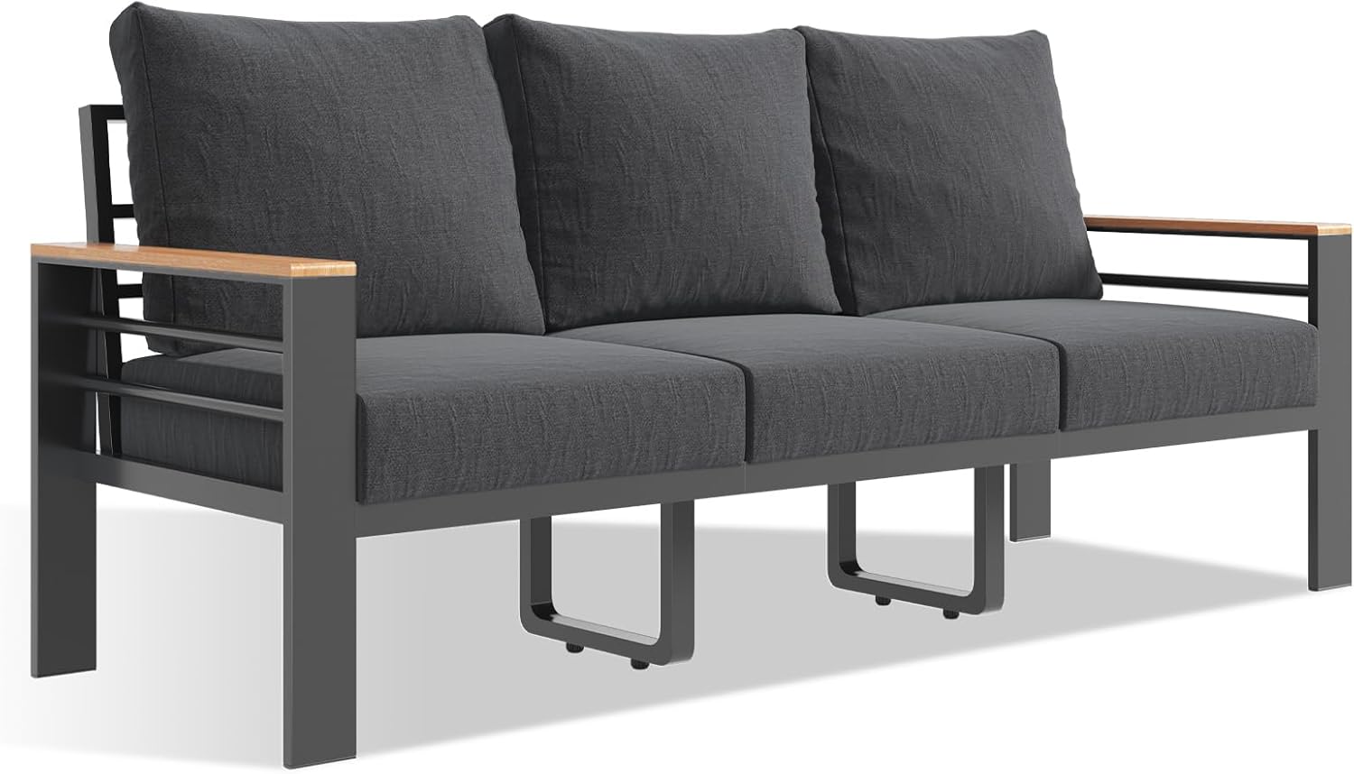 Aoxun Aluminum Patio Furniture Set 5 Seats, Oversized Outdoor Sectional with Washable Thick Cushions, Coffee Table, Patio Conversation Sets for Porch, Balcony, Deck