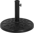 Backyard Expressions Round Patio Umbrella Base – Heavy Duty Resin-Coated Calcium Carbonate Stand with Adjustable Pole Adapters Fits 1.5"–2" Poles, Weather-Resistant