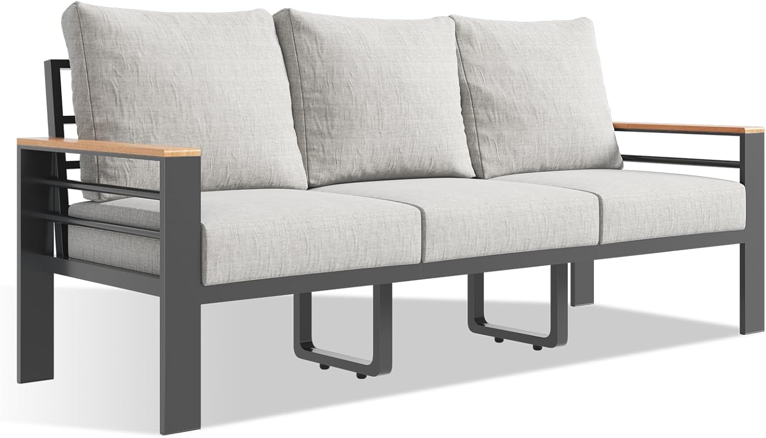 Aoxun Aluminum Patio Furniture Set 5 Seats, Oversized Outdoor Sectional with Washable Thick Cushions, Coffee Table, Patio Conversation Sets for Porch, Balcony, Deck