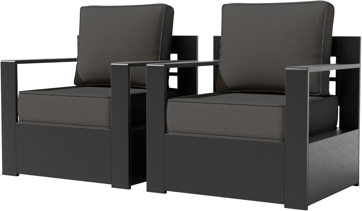 Aluminum Patio Chair - Outdoor Chair with 6" Thick Water-Resistant Cushions, All-Weather Use Frame, Removable Cover, Ideal for Garden, Poolside