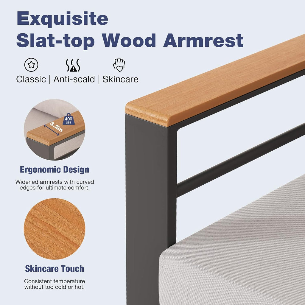 Aoxun Aluminum Patio Furniture Set 5 Seats, Oversized Outdoor Sectional with Washable Thick Cushions, Coffee Table, Patio Conversation Sets for Porch, Balcony, Deck