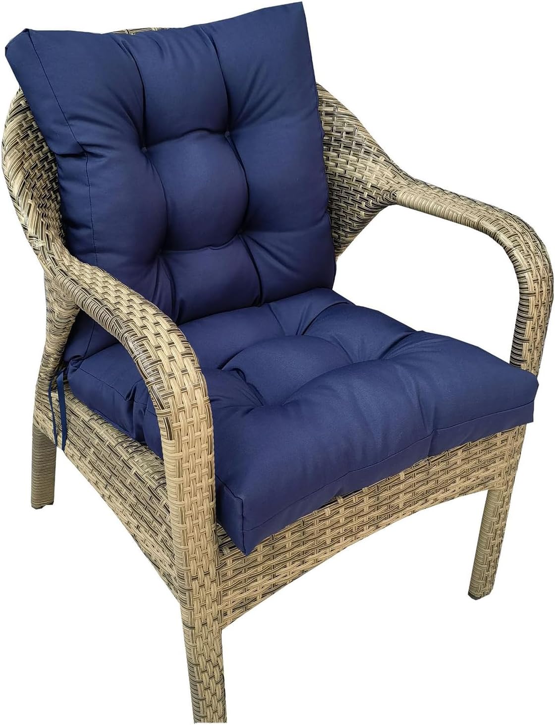 Outdoor Chair Cushions All Weather Replacement Patio Seat Pads Waterproof Outdoor Patio Furniture Cushions with Back and Ties for Wicker Chairs,41.7 * 20.8" Dark Grey