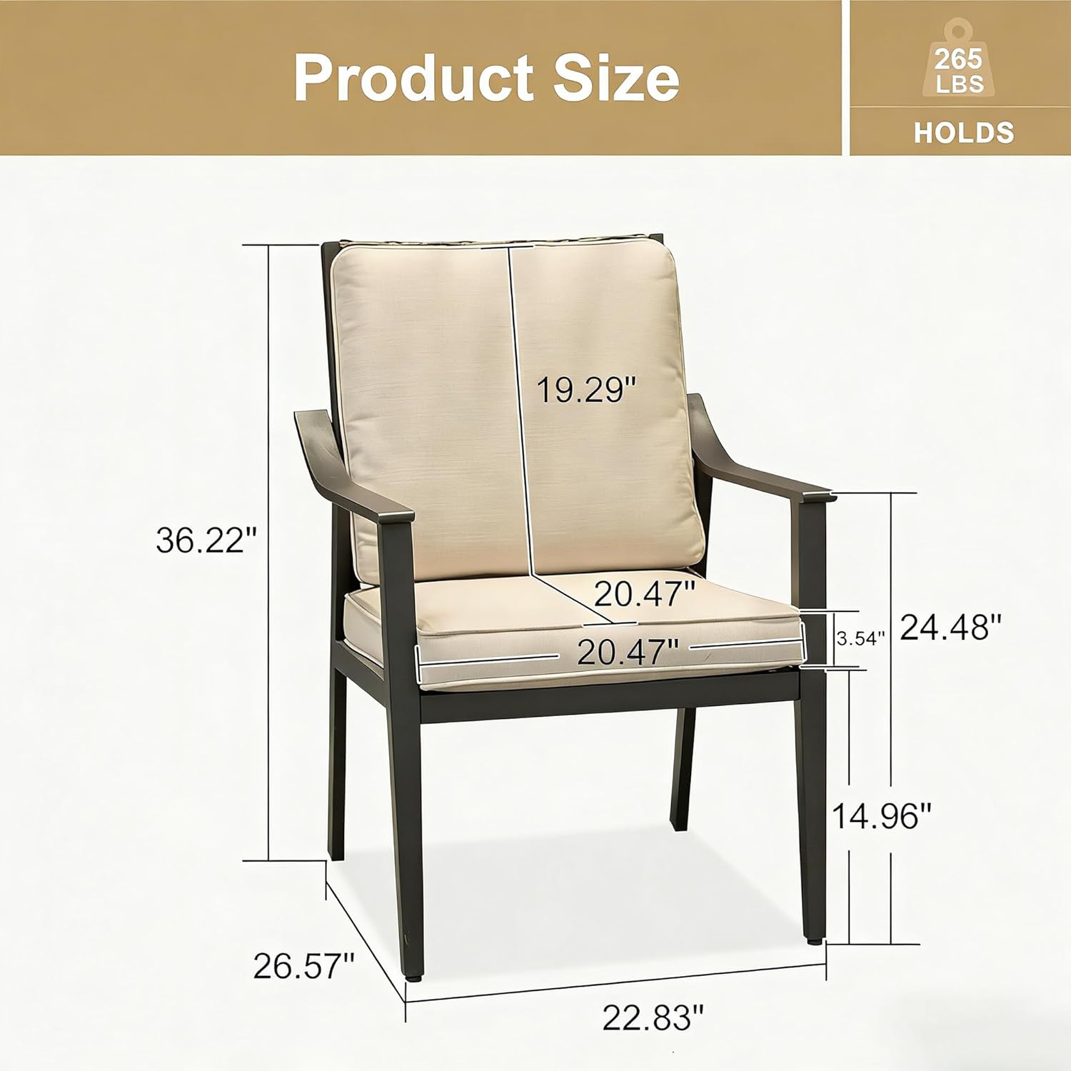 PURPLE LEAF Outdoor Dining Chairs Set of 4 All-Weather PE Rattan Patio Dining Chairs with Heavy-Duty Iron Frame and Thick Cushion Outdoor Patio Chair for Lawn Garden Backyard Deck