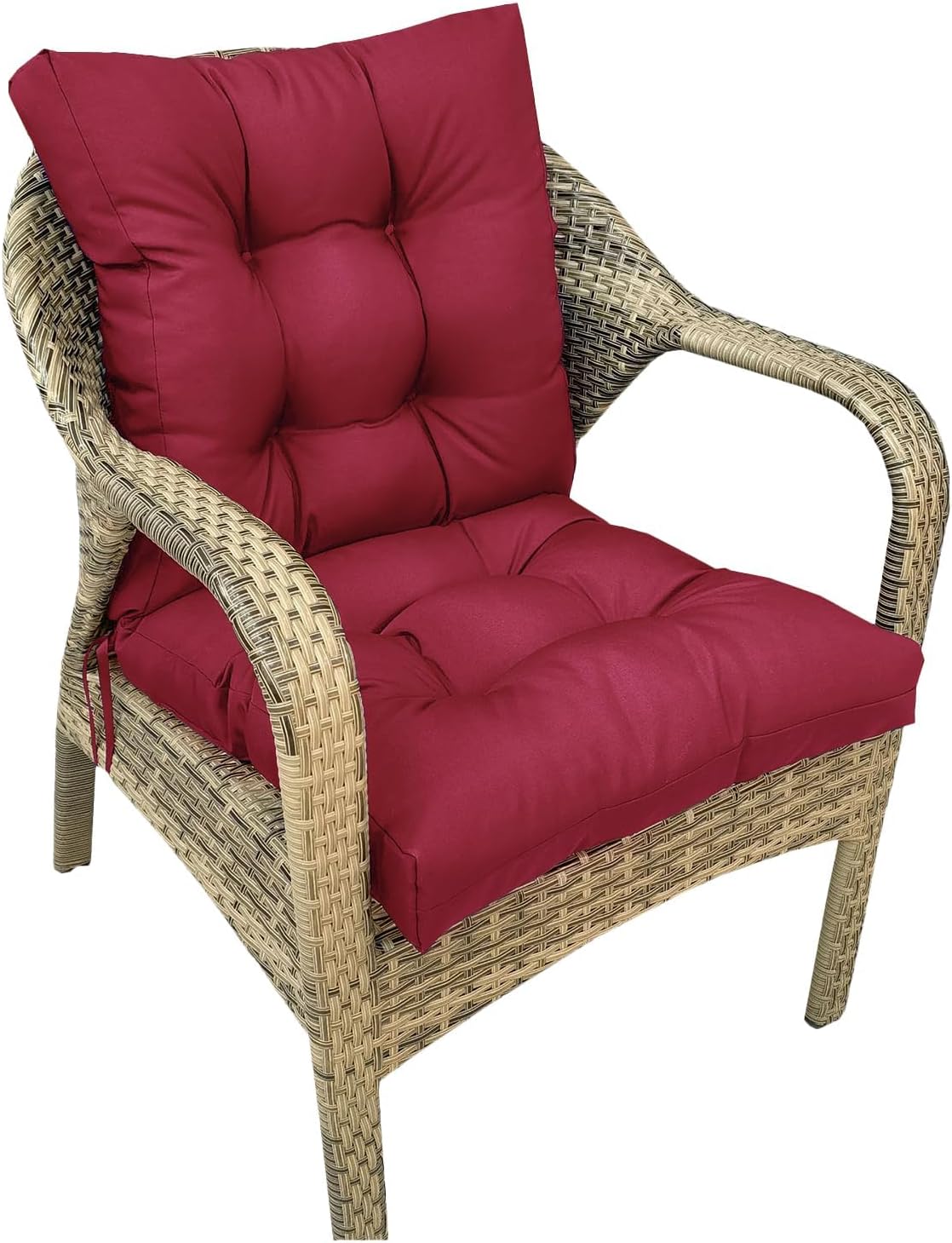 Outdoor Chair Cushions All Weather Replacement Patio Seat Pads Waterproof Outdoor Patio Furniture Cushions with Back and Ties for Wicker Chairs,41.7 * 20.8" Dark Grey