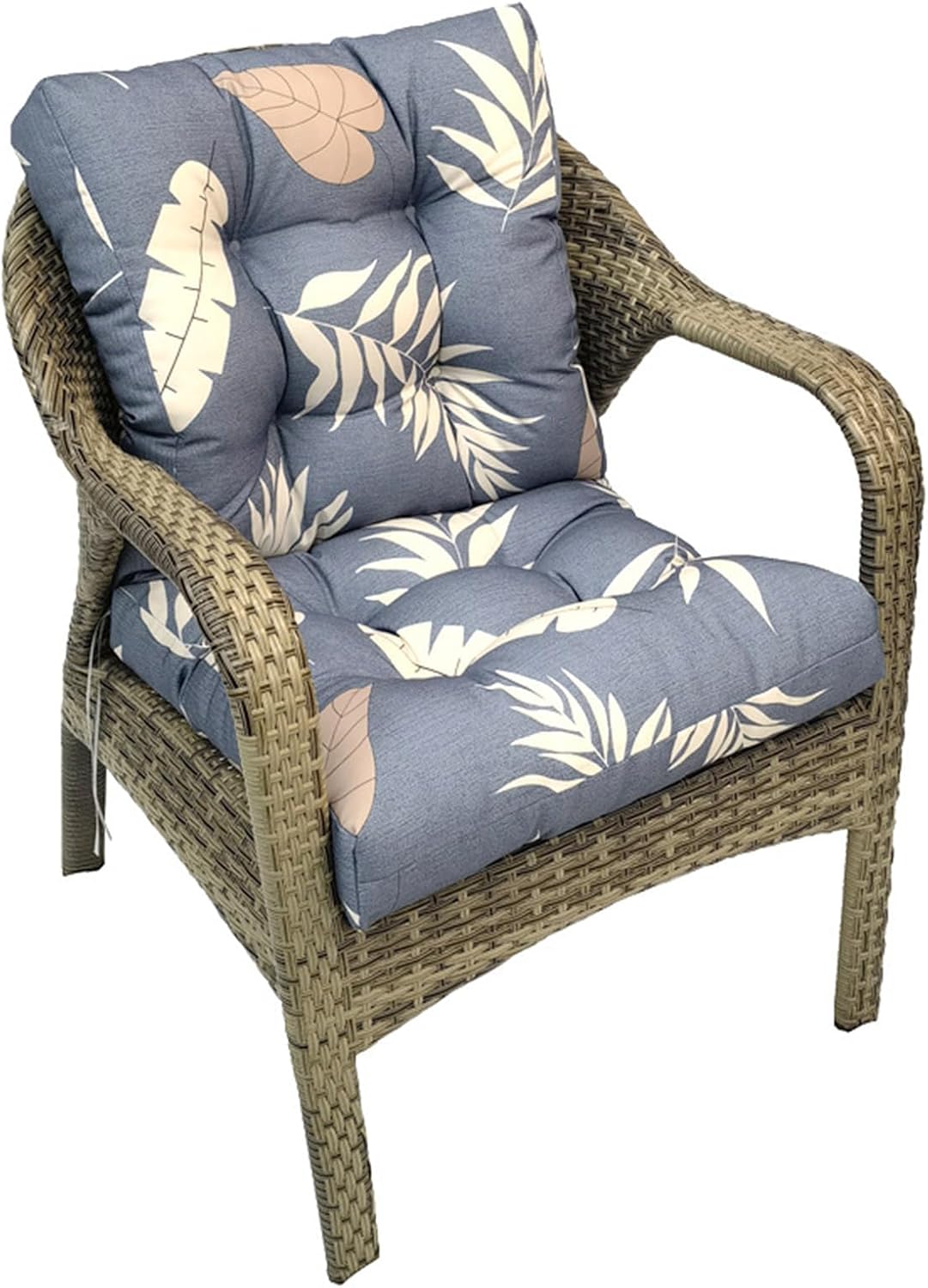 Outdoor Chair Cushions All Weather Replacement Patio Seat Pads Waterproof Outdoor Patio Furniture Cushions with Back and Ties for Wicker Chairs,41.7 * 20.8" Dark Grey