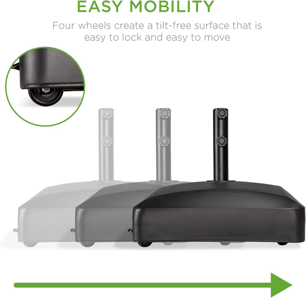 Best Choice Products 123lb Capacity Fillable Mobile Umbrella Base Heavy Duty Market Stand for Patio, Deck, Poolside w/ 4 Wheels, 2 Locks, 2 Knobs, Wind-Resistant Design - Black