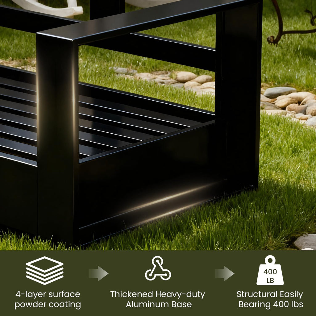 LayinSun Oversized Aluminum Outdoor Furniture Set, 5 Piece Patio Sofa Sets with Coffee Table, Deep Seating and Upgraded 6-inch Cushions for Porch, Balcony, Deck