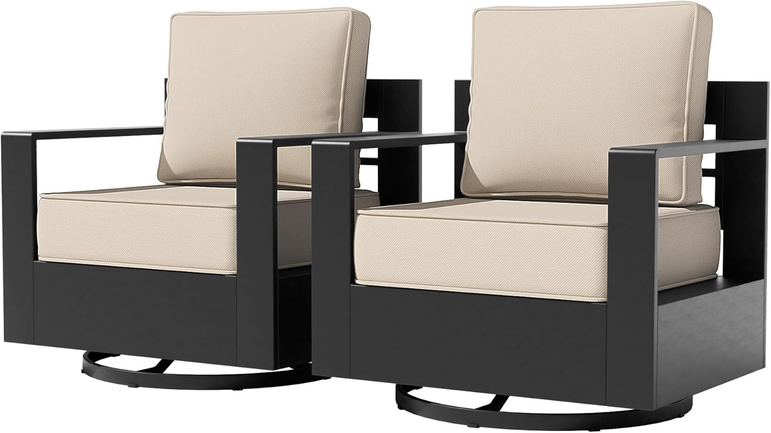 Aluminum Patio Chair - Outdoor Chair with 6" Thick Water-Resistant Cushions, All-Weather Use Frame, Removable Cover, Ideal for Garden, Poolside