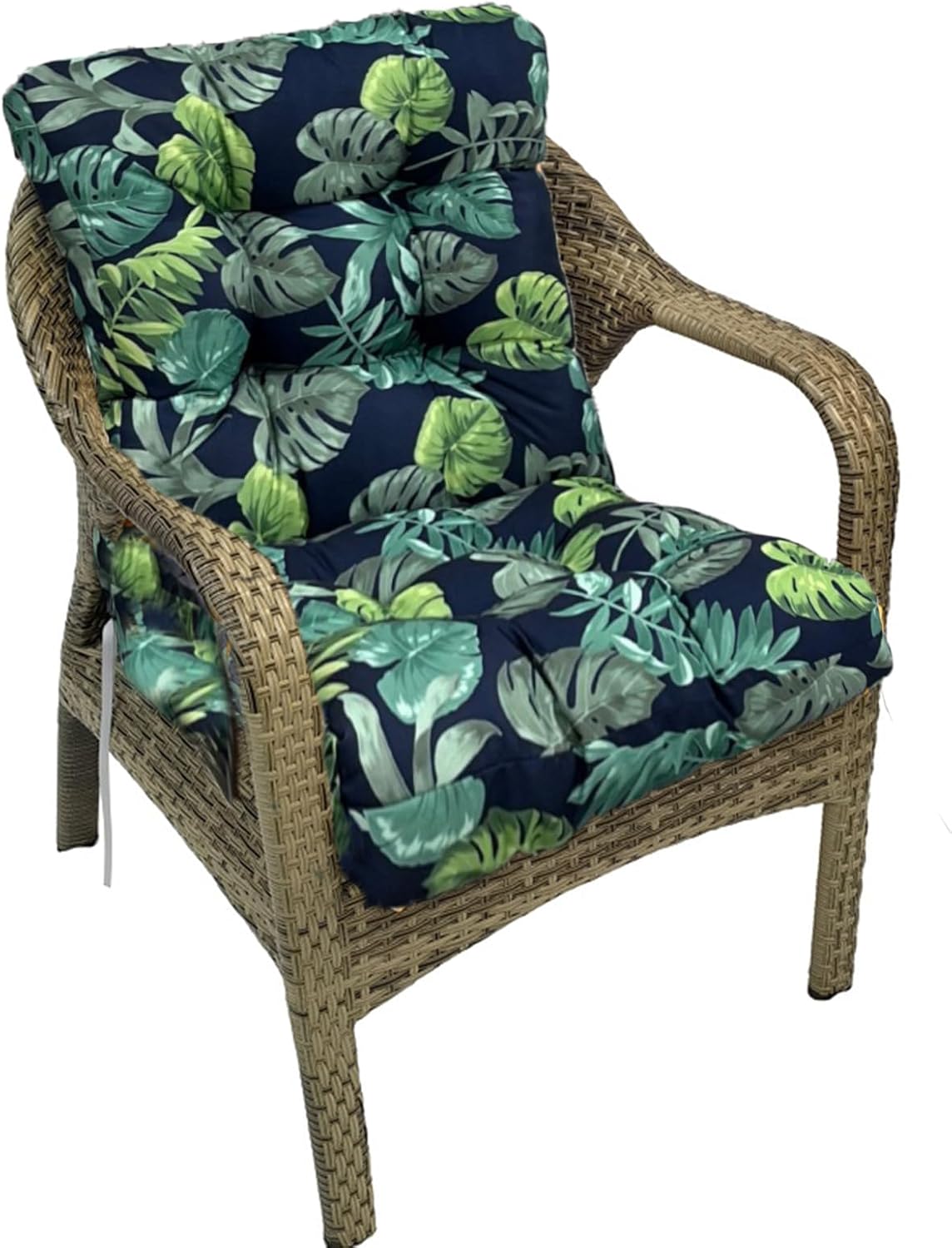 Outdoor Chair Cushions All Weather Replacement Patio Seat Pads Waterproof Outdoor Patio Furniture Cushions with Back and Ties for Wicker Chairs,41.7 * 20.8" Dark Grey