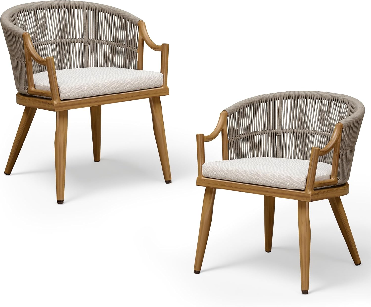 PURPLE LEAF Outdoor Dining Chairs Set of 4 All-Weather PE Rattan Patio Dining Chairs with Heavy-Duty Iron Frame and Thick Cushion Outdoor Patio Chair for Lawn Garden Backyard Deck