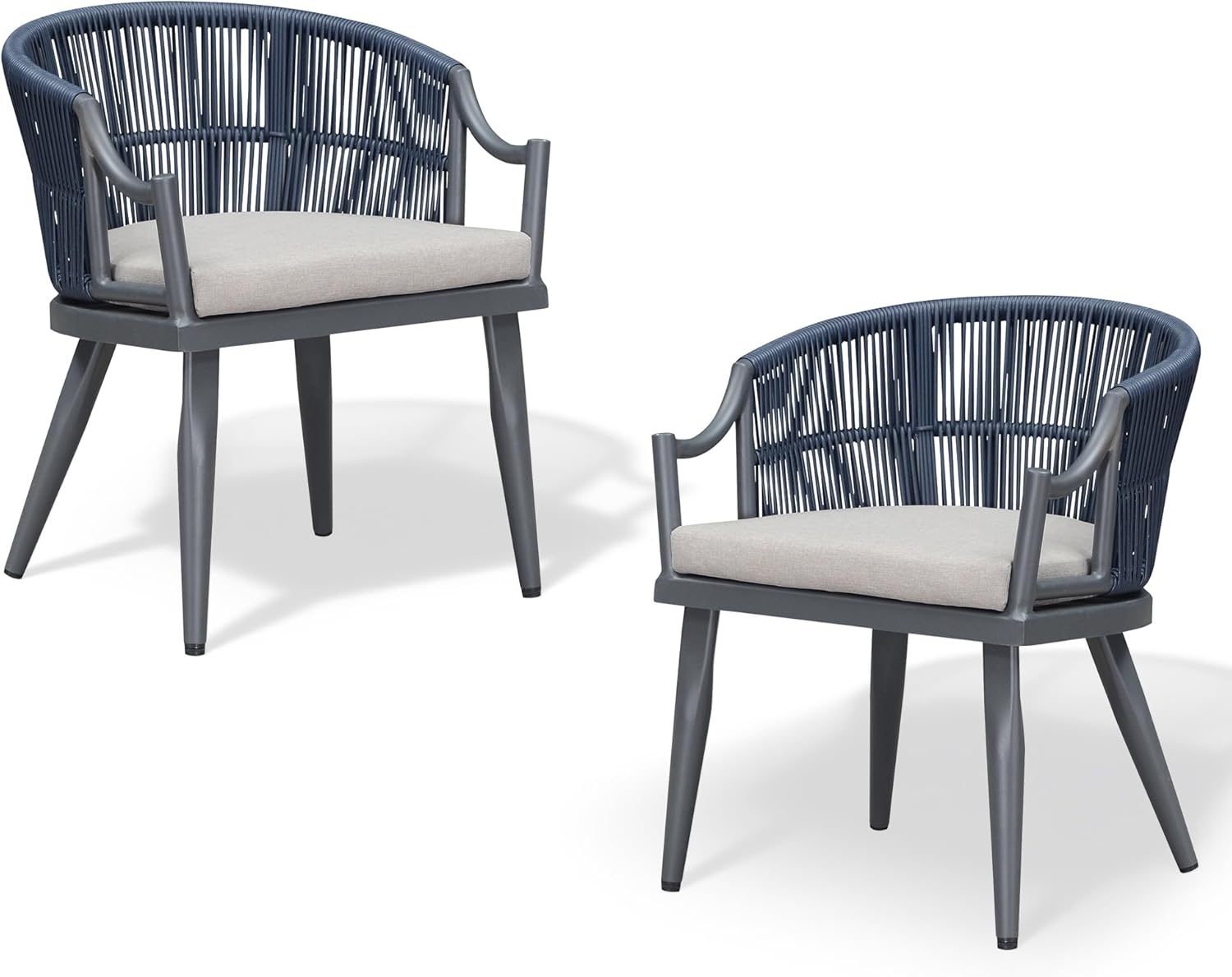 PURPLE LEAF Outdoor Dining Chairs Set of 4 All-Weather PE Rattan Patio Dining Chairs with Heavy-Duty Iron Frame and Thick Cushion Outdoor Patio Chair for Lawn Garden Backyard Deck