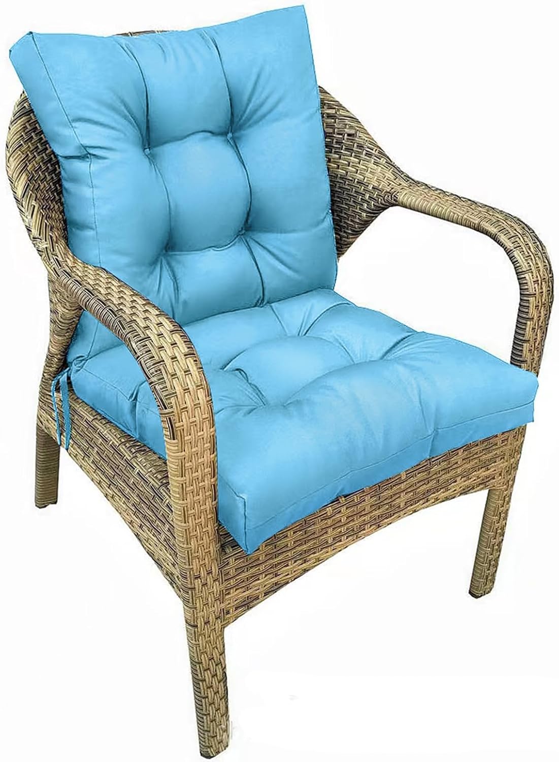 Outdoor Chair Cushions All Weather Replacement Patio Seat Pads Waterproof Outdoor Patio Furniture Cushions with Back and Ties for Wicker Chairs,41.7 * 20.8" Dark Grey