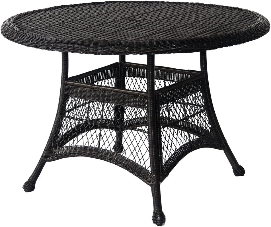 Jeco Wicker Round Dining Table, 44", White