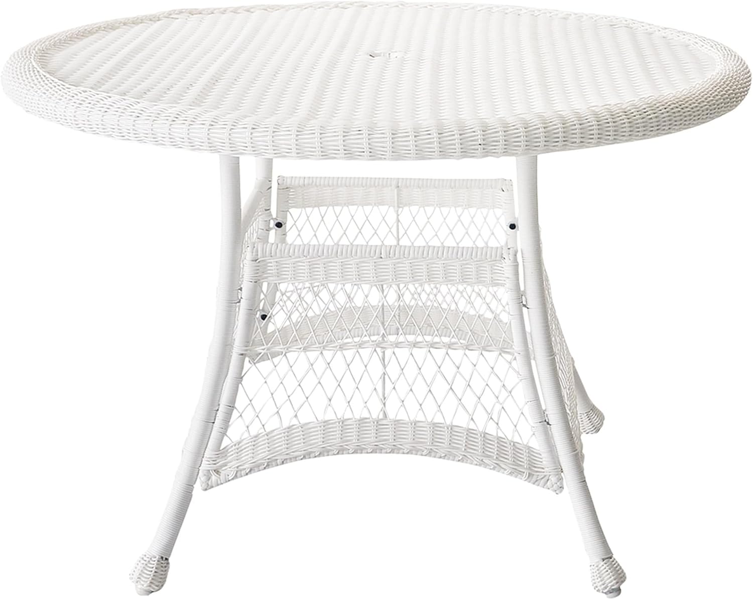Jeco Wicker Round Dining Table, 44", White