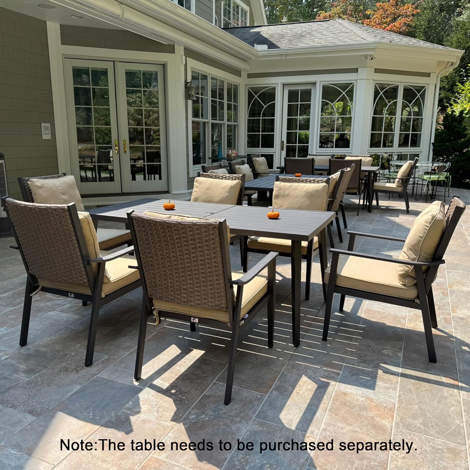 PURPLE LEAF Outdoor Dining Chairs Set of 4 All-Weather PE Rattan Patio Dining Chairs with Heavy-Duty Iron Frame and Thick Cushion Outdoor Patio Chair for Lawn Garden Backyard Deck