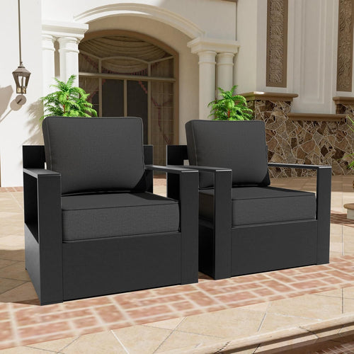 Aluminum Patio Chair - Outdoor Chair with 6" Thick Water-Resistant Cushions, All-Weather Use Frame, Removable Cover, Ideal for Garden, Poolside