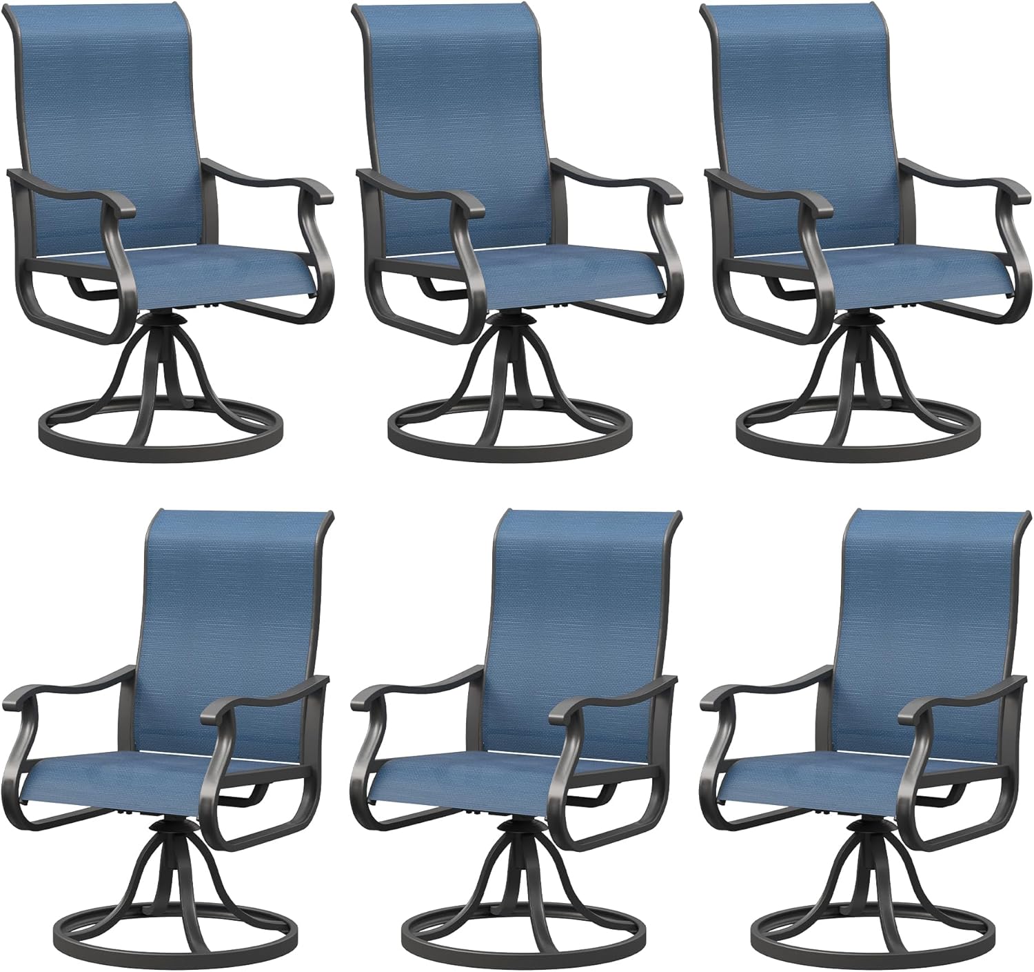 UDPATIO Patio Swivel Chairs Set of 4, Outdoor Patio Dining Chairs with All Weather Textilene Black Metal Frame for Lawn Garden Backyard, Brown