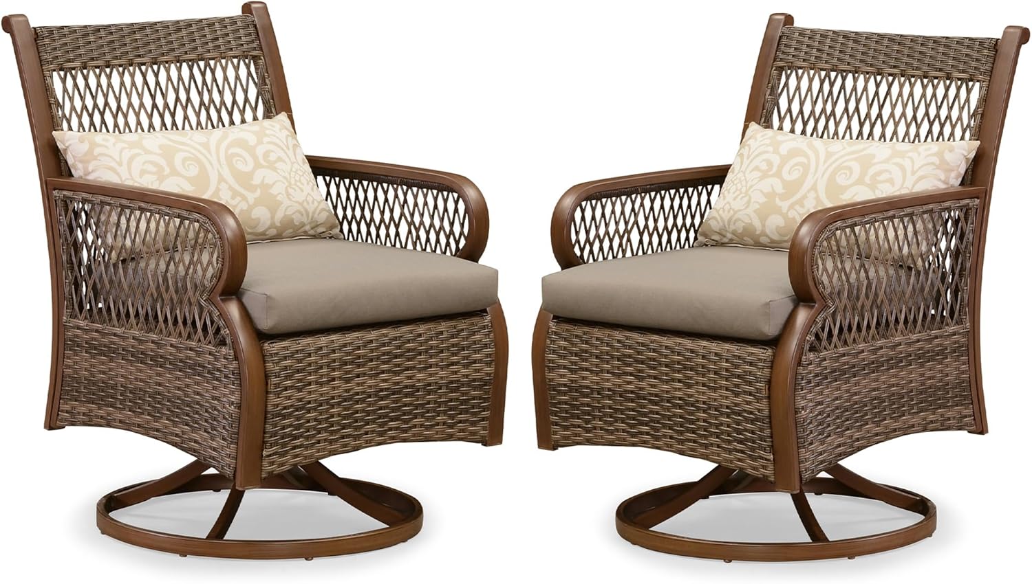 PURPLE LEAF Outdoor Dining Chairs Set of 4 All-Weather PE Rattan Patio Dining Chairs with Heavy-Duty Iron Frame and Thick Cushion Outdoor Patio Chair for Lawn Garden Backyard Deck