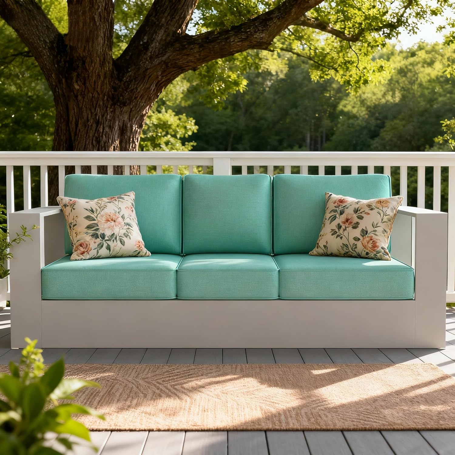 LayinSun Oversized Aluminum Outdoor Furniture Set, 5 Piece Patio Sofa Sets with Coffee Table, Deep Seating and Upgraded 6-inch Cushions for Porch, Balcony, Deck