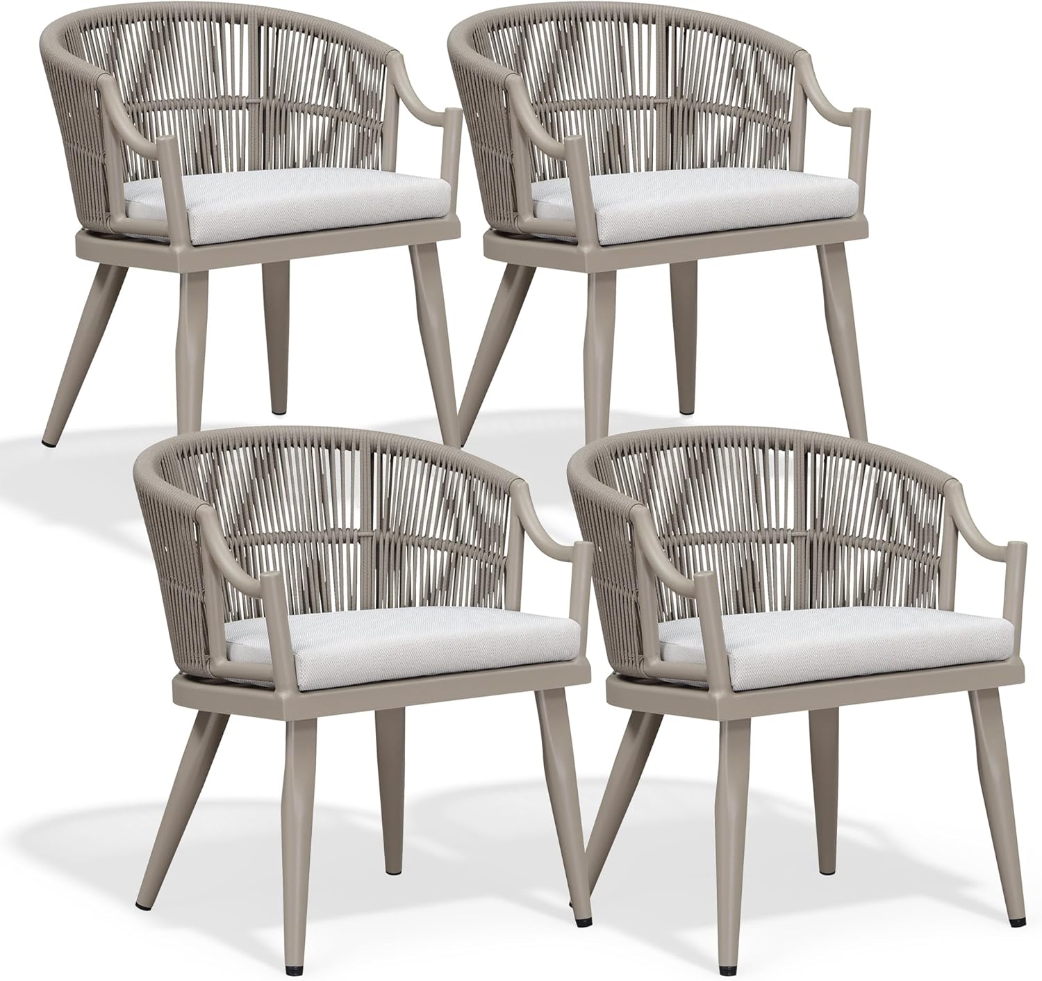 PURPLE LEAF Outdoor Dining Chairs Set of 4 All-Weather PE Rattan Patio Dining Chairs with Heavy-Duty Iron Frame and Thick Cushion Outdoor Patio Chair for Lawn Garden Backyard Deck