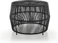 Furniture of America Ysar Boho Rattan Round Coffee Table Outdoor with 5mm Tempered Glass Top, All-Weather and Rust Resistant Patio Furniture