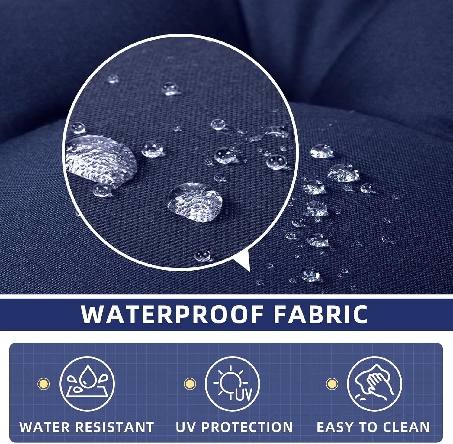 Set of 1 Indoor Outdoor Chair Cushion Waterproof High Back Rocking Chair Cushions Soft Patio Chair Pad for Lounger Recliner Navy Blue