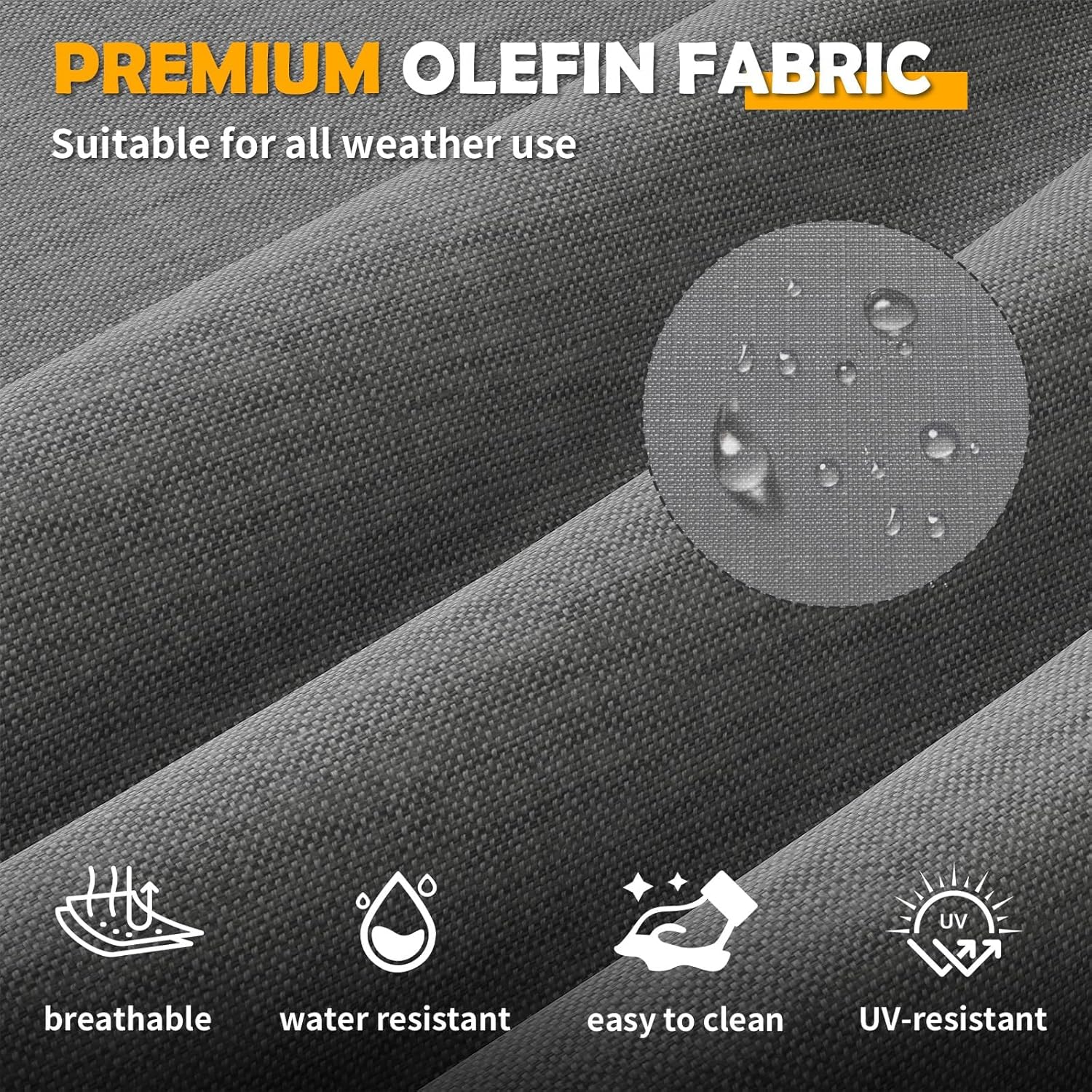 Amopatio Aluminum Patio Furniture Set with Fire Pit, 8 Pcs Metal Patio Sofa Couch Sets with Aluminum Fire Pit Table, Modern Outdoor Furniture with 6" Cushion, Dark Grey (Included Waterproof Covers)