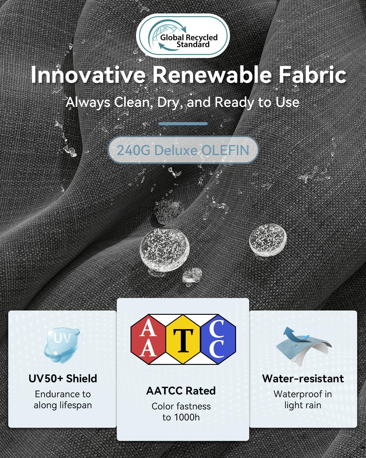 Aoxun Aluminum Outdoor Patio Furniture Set, 5 Seats Outdoor Sectional with Coffee Table, Patio Conversation Sets with Upgraded Armrests and Cushions for Backyard, Garden and Poolside