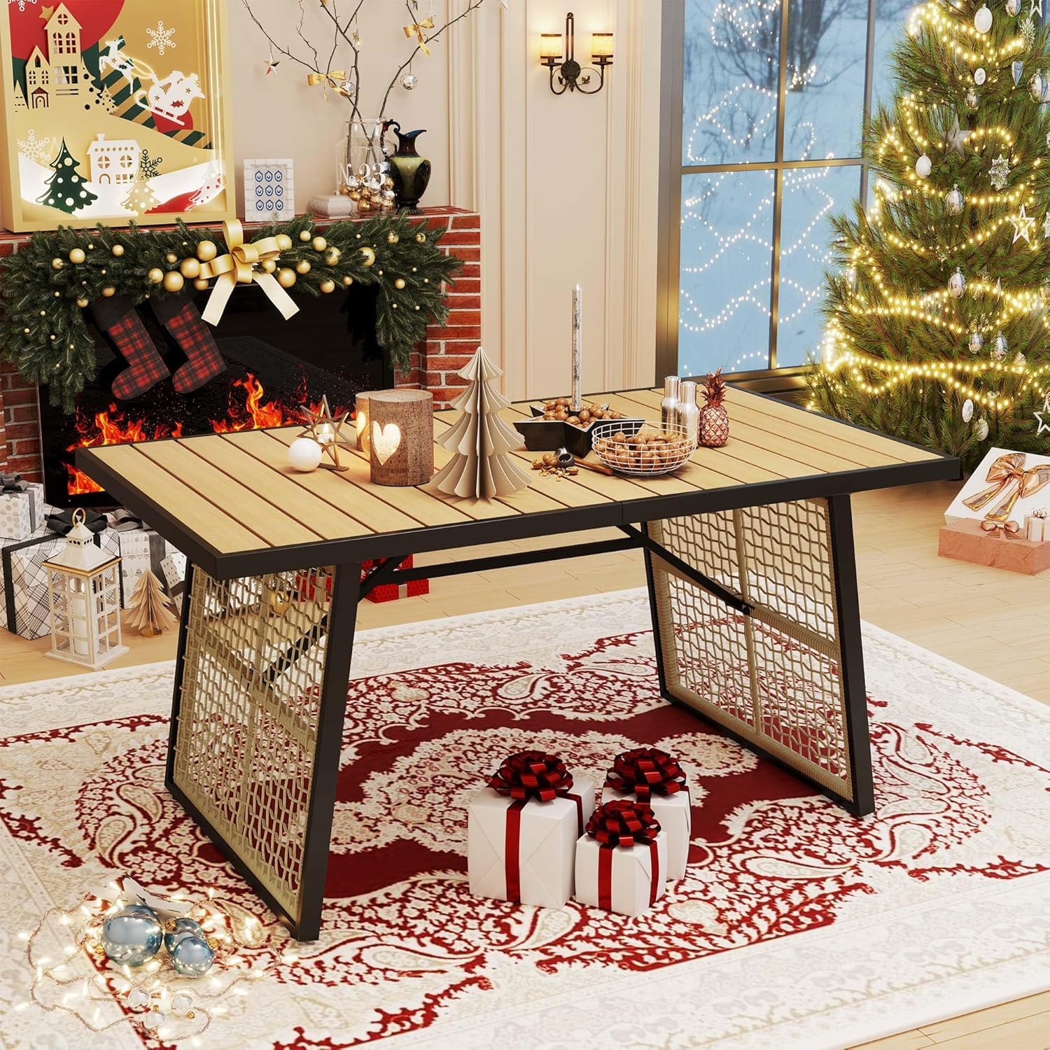 YITAHOME Outdoor Dining Table Round for 4 31.5" Patio Dining Table with Easy-to-Clean Glass Tabletop, All-Weather Rattan Bistro Table Round for Backyard Deck Porch Poolside, Gray