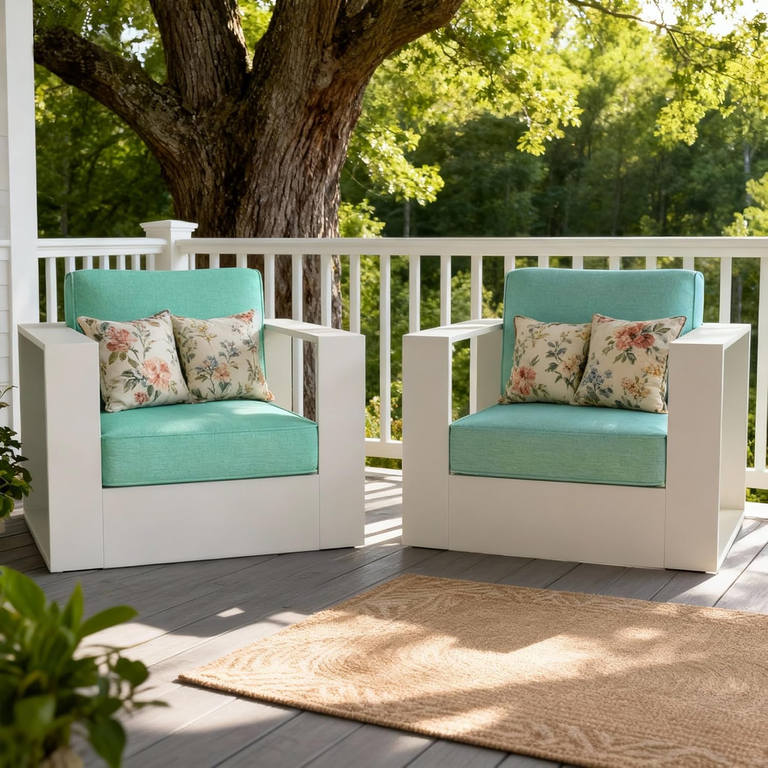 LayinSun Oversized Aluminum Outdoor Furniture Set, 5 Piece Patio Sofa Sets with Coffee Table, Deep Seating and Upgraded 6-inch Cushions for Porch, Balcony, Deck