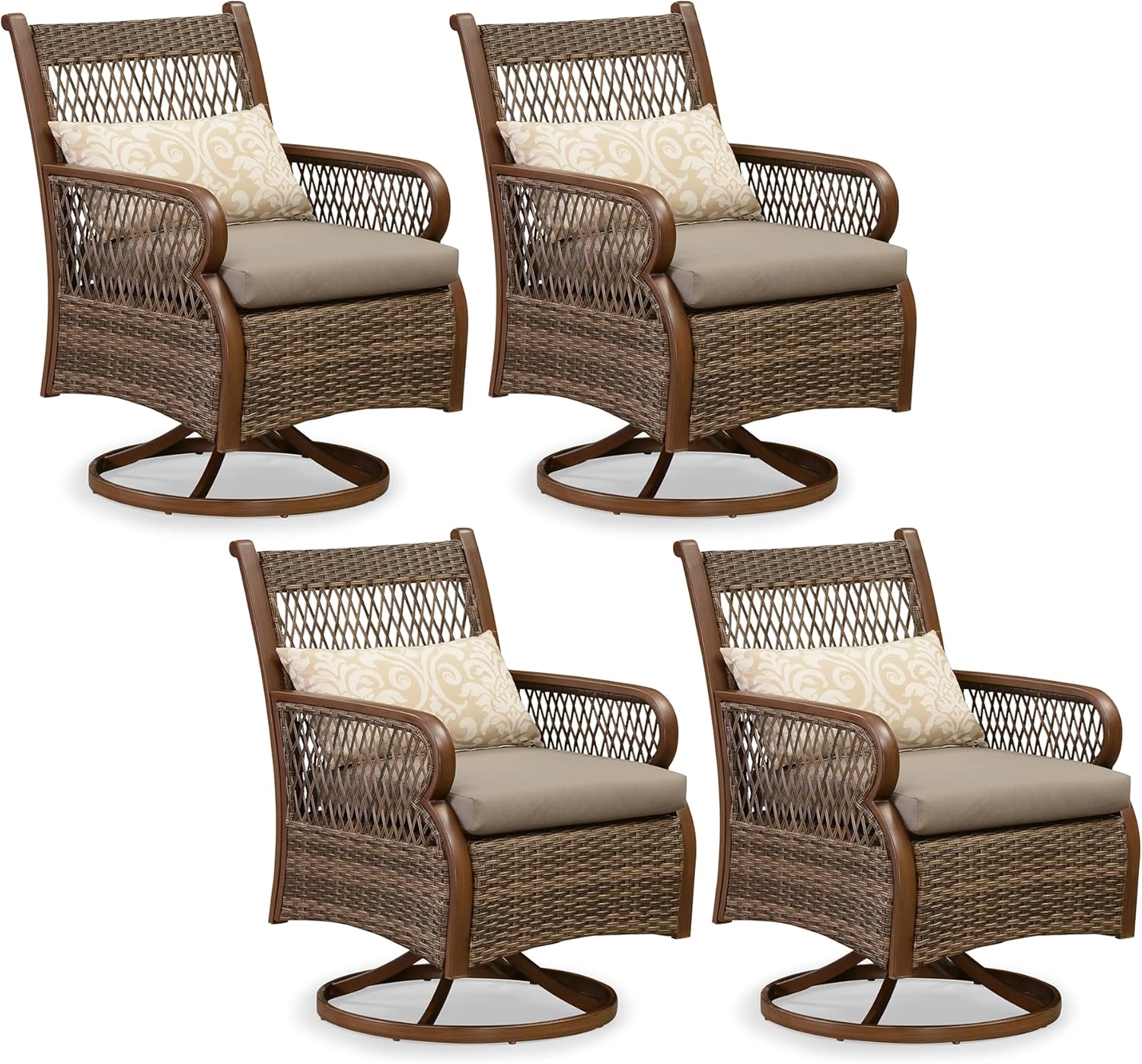 PURPLE LEAF Outdoor Dining Chairs Set of 4 All-Weather PE Rattan Patio Dining Chairs with Heavy-Duty Iron Frame and Thick Cushion Outdoor Patio Chair for Lawn Garden Backyard Deck