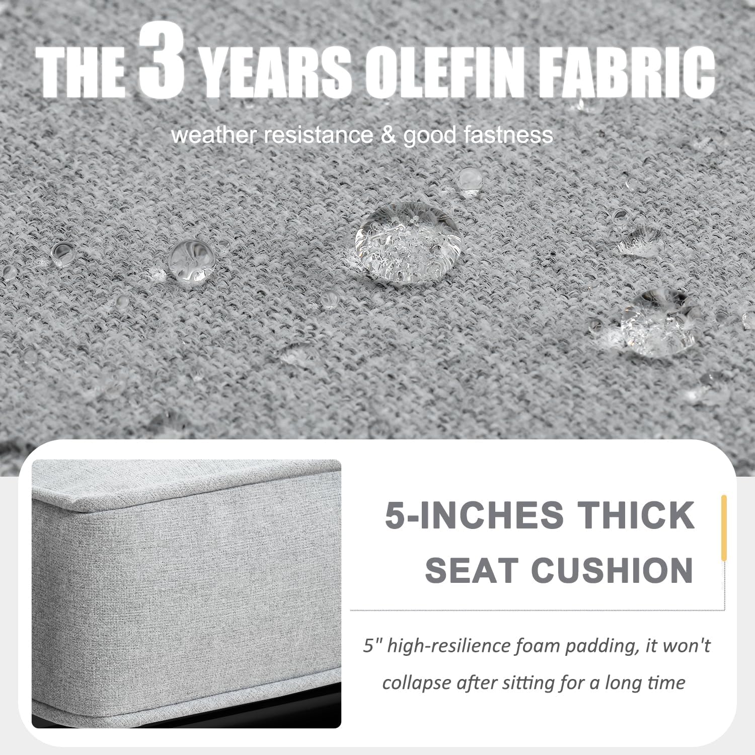 LayinSun Outdoor Aluminum Furniture Set, 5 Pieces Patio Sectional Conversation Chat Sofa Modern Seating Set with Coffee Table