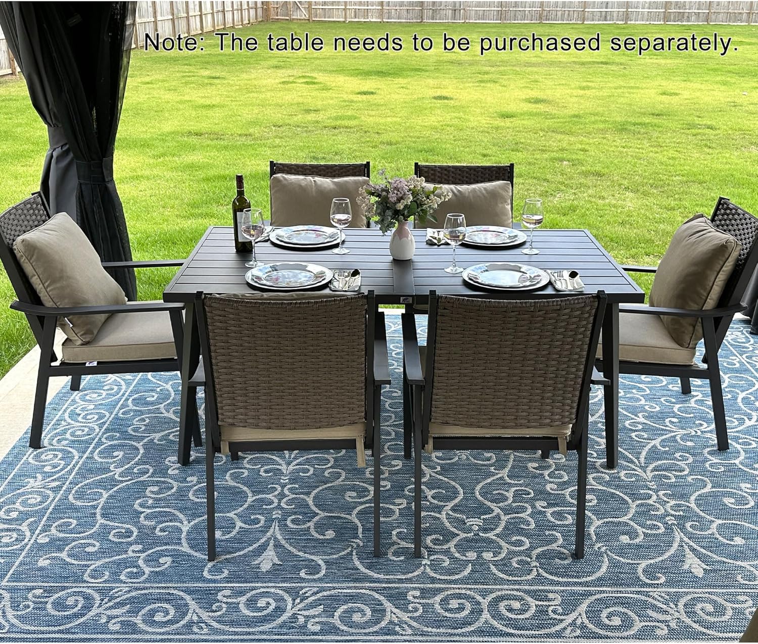 PURPLE LEAF Outdoor Dining Chairs Set of 4 All-Weather PE Rattan Patio Dining Chairs with Heavy-Duty Iron Frame and Thick Cushion Outdoor Patio Chair for Lawn Garden Backyard Deck