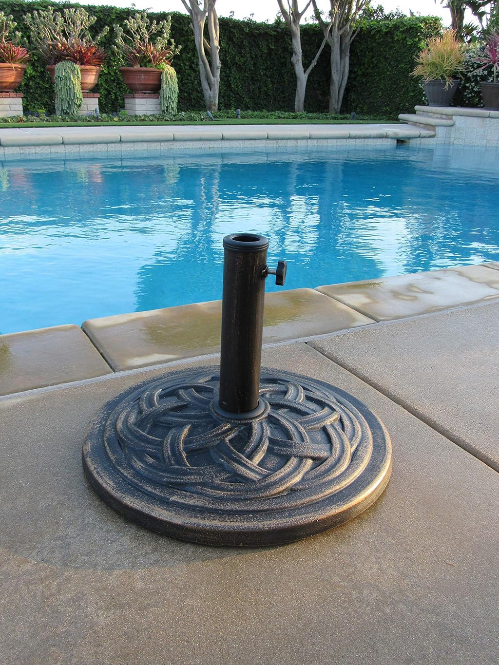 UBP18181-BR 18-Inch Cast Stone Umbrella Base, Made from Rust Free Composite Materials, Bronze Powder Coated Finish