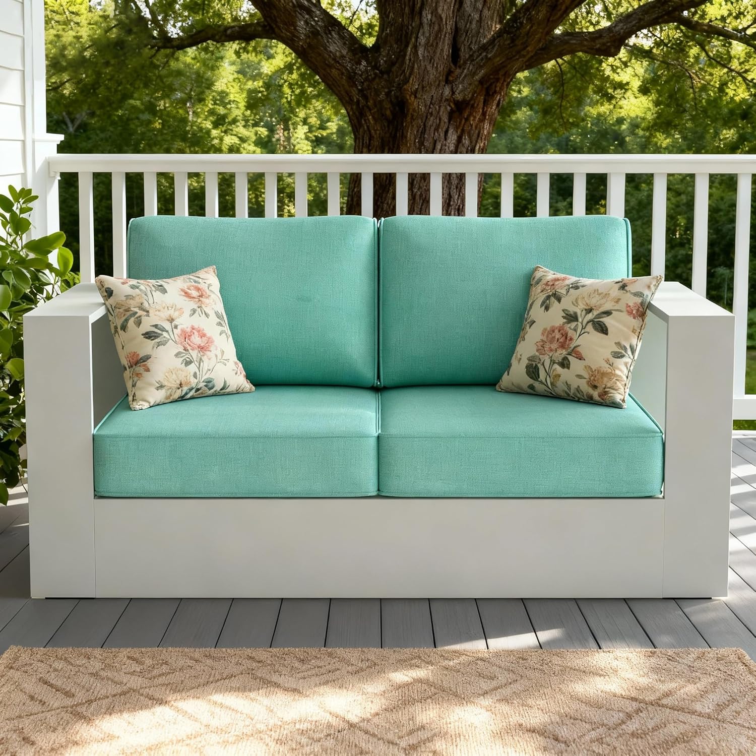 LayinSun Oversized Aluminum Outdoor Furniture Set, 5 Piece Patio Sofa Sets with Coffee Table, Deep Seating and Upgraded 6-inch Cushions for Porch, Balcony, Deck