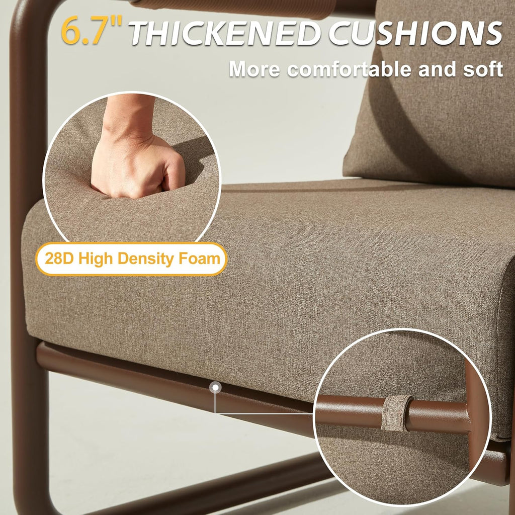 Aluminum Outdoor Patio Furniture Set, 6-Piece Conversation Sofa Set with Coffee Table, Thick Cushions & All-Weather Aluminum Frame, Modern Garden Seating for Backyard, Poolside, or Porch – Brown